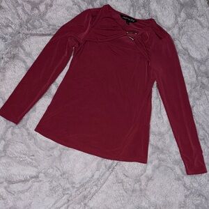 Elegant Long Sleeve Maroon Blouse
